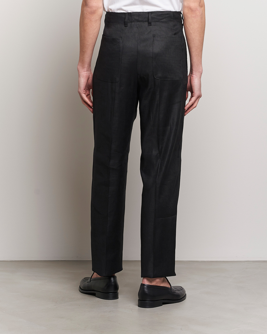 Herr | Byxor | Lardini | Atos Pleated Linen Trousers Black