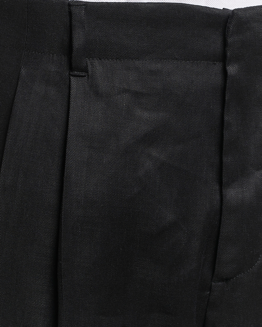 Herr | Byxor | Lardini | Atos Pleated Linen Trousers Black