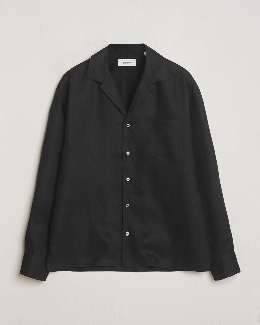 Herr | Skjortor | Lardini | Klop Linen Shirt Black