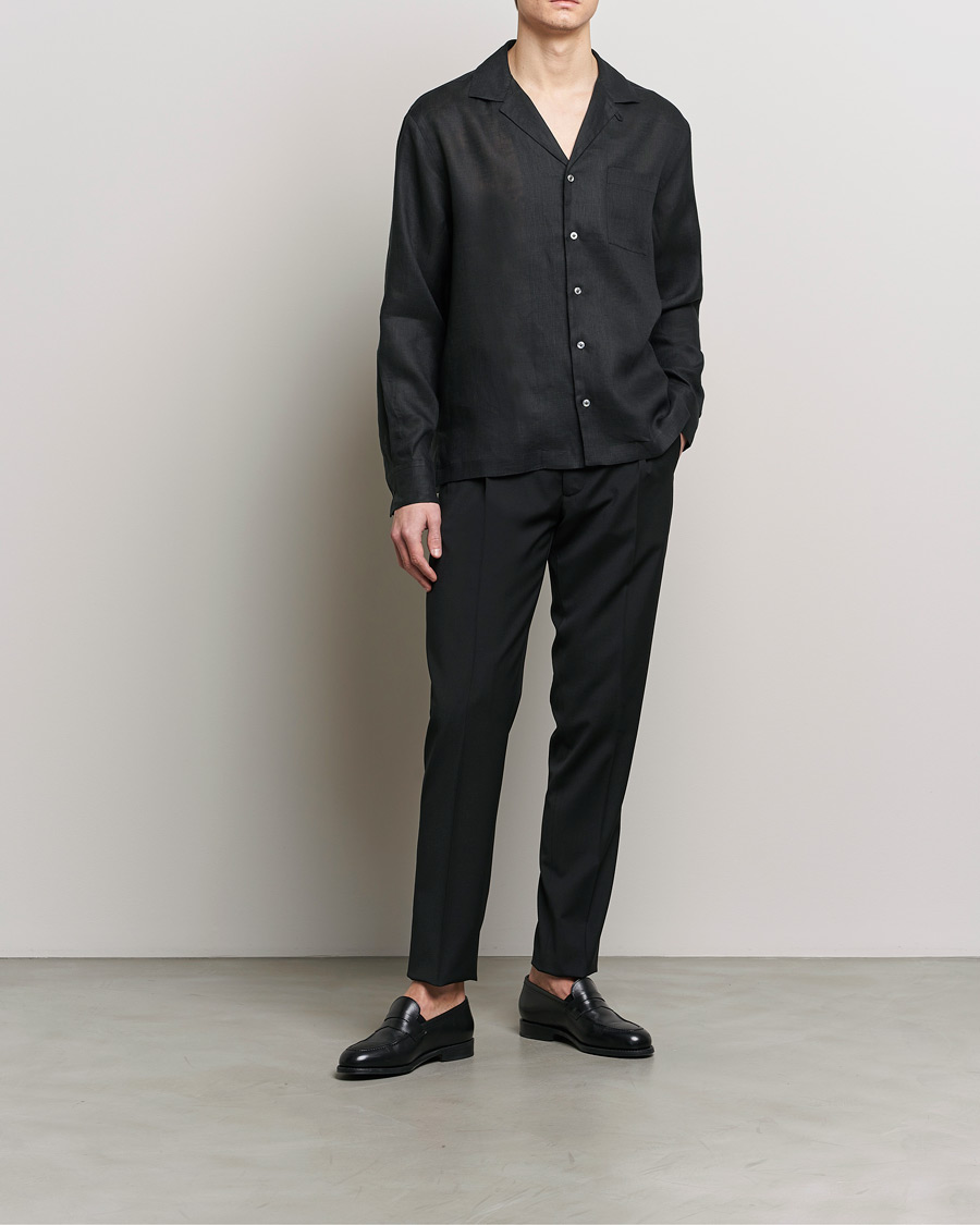 Herr | Skjortor | Lardini | Klop Linen Shirt Black