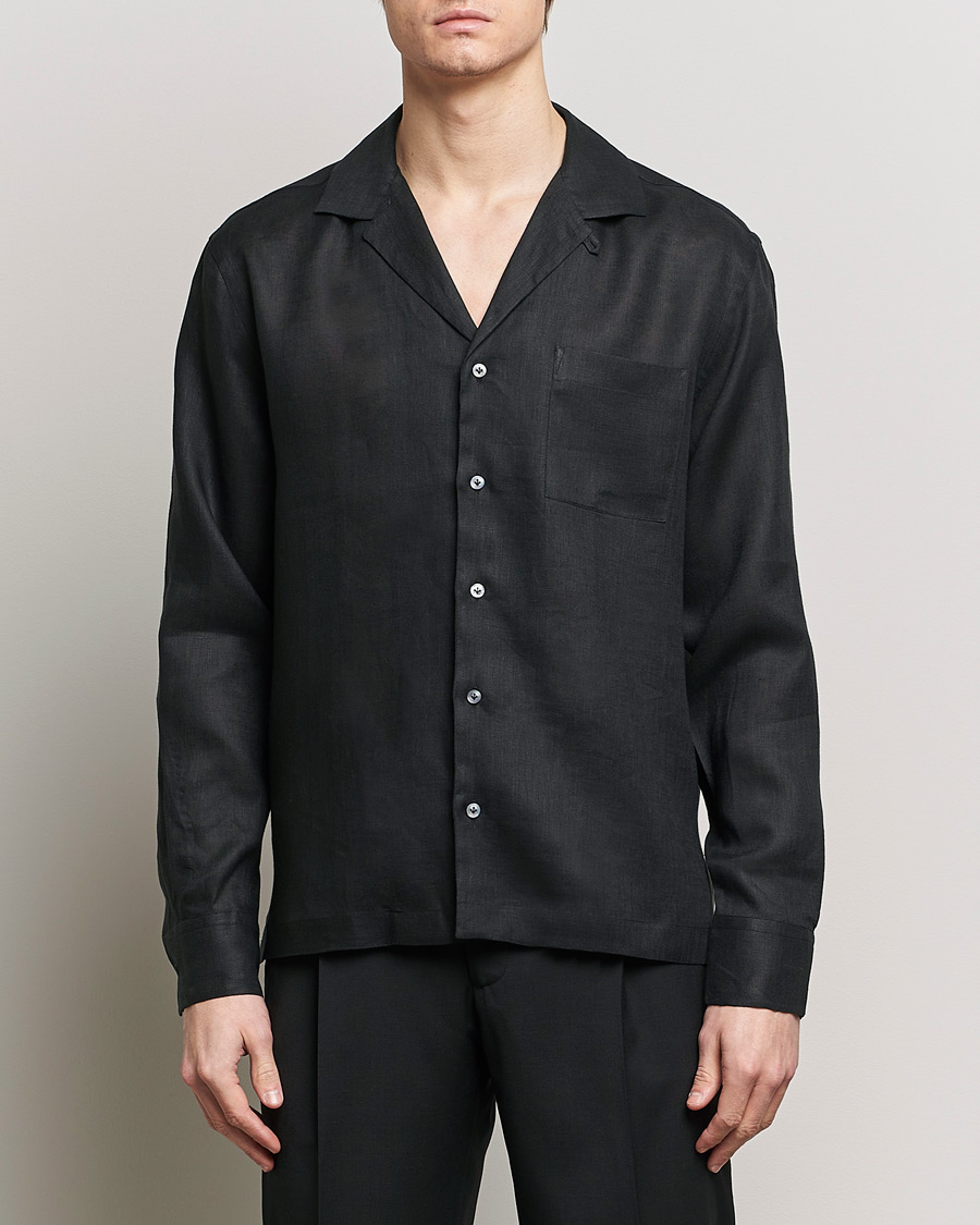 Herr | Linneavdelningen | Lardini | Klop Linen Shirt Black