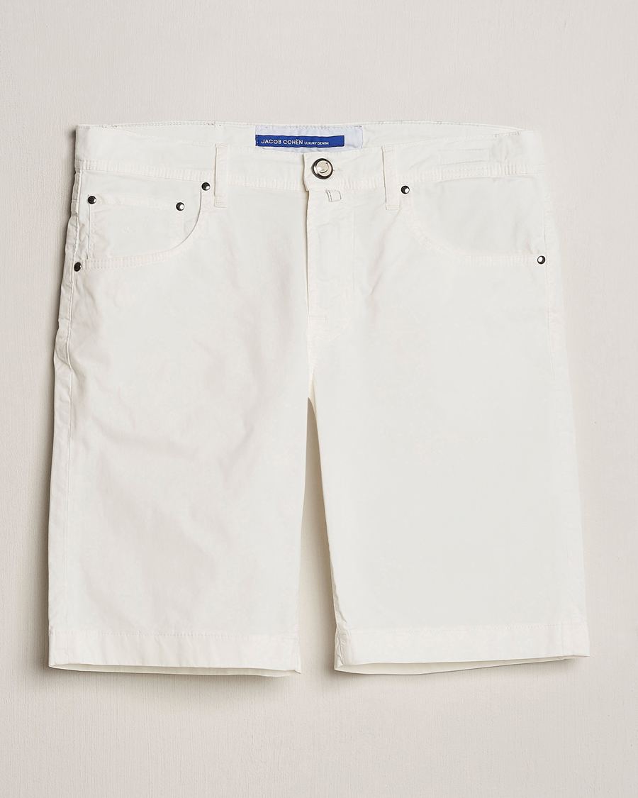 Herr | Shorts | Jacob Cohën | Nicolas Cotton Gabardine Shorts White