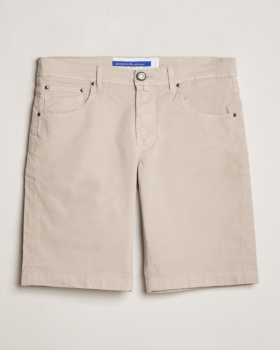 Herr | Shorts | Jacob Cohën | Nicolas Cotton Gabardine Shorts Beige