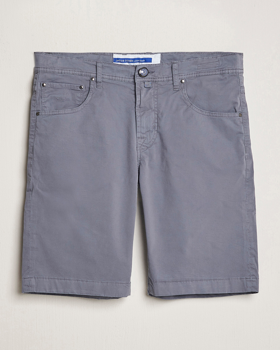 Herr | Shorts | Jacob Cohën | Nicolas Cotton Gabardine Shorts Blue Grey