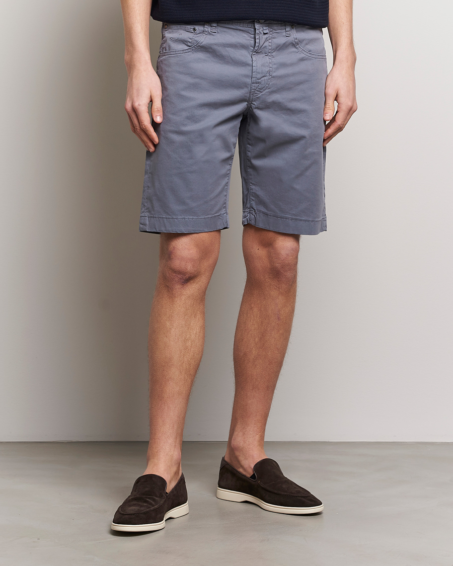 Herr | Shorts | Jacob Cohën | Nicolas Cotton Gabardine Shorts Blue Grey