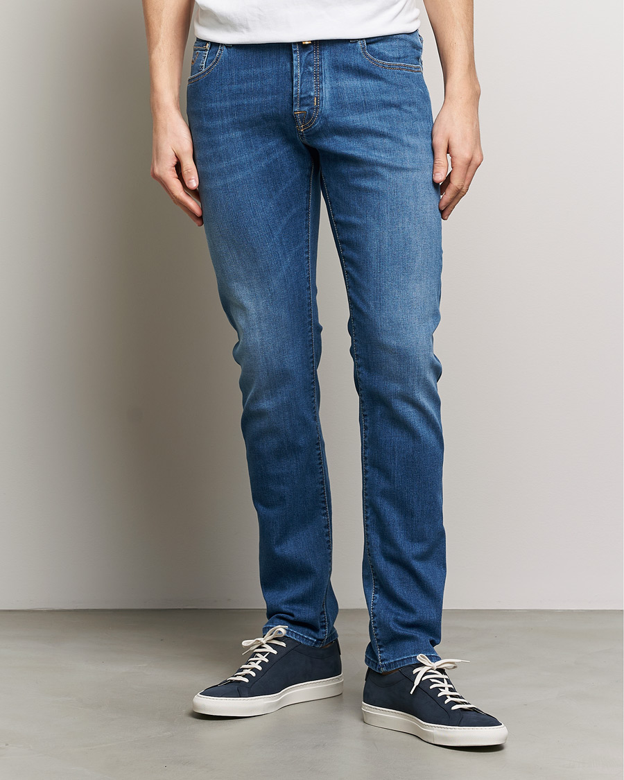 Herr | Kläder | Jacob Cohën | Nick Slim Fit Stretch Jeans Mid Blue