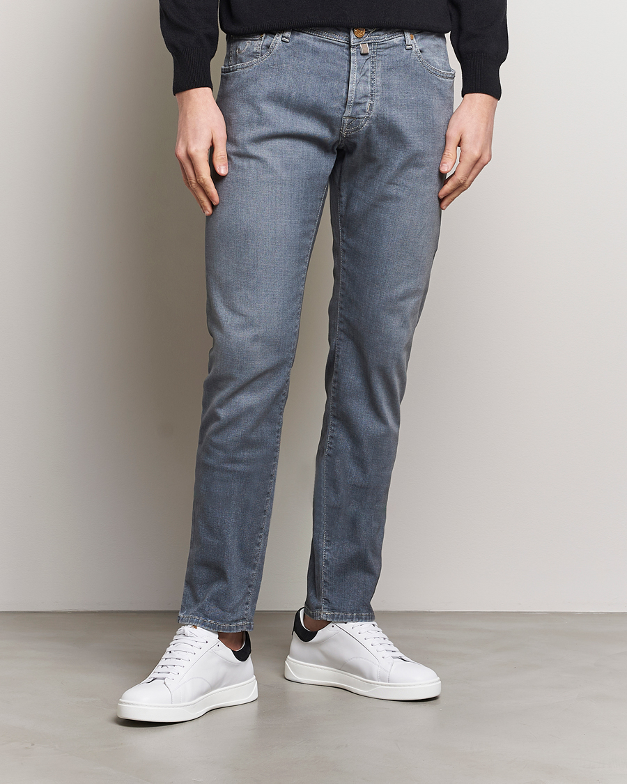 Herr | Jacob Cohën | Jacob Cohën | Nick Naples Super Slim Stretch Jeans Light Grey