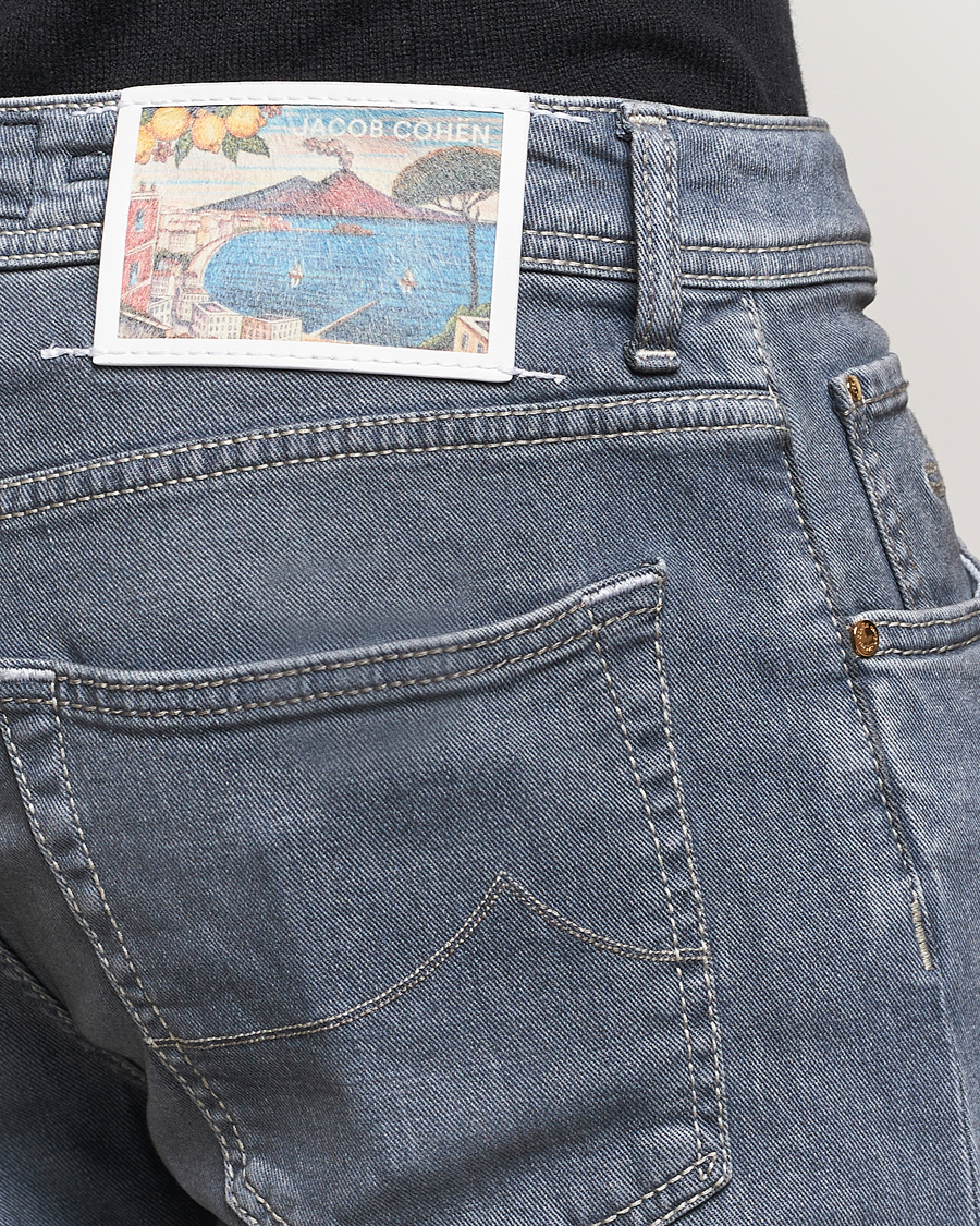 Herr | Jeans | Jacob Cohën | Nick Naples Super Slim Stretch Jeans Light Grey