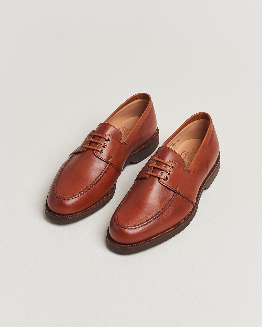 Herr | Skor | Crockett & Jones | Falmouth Deck Shoes Tan Wax Calf