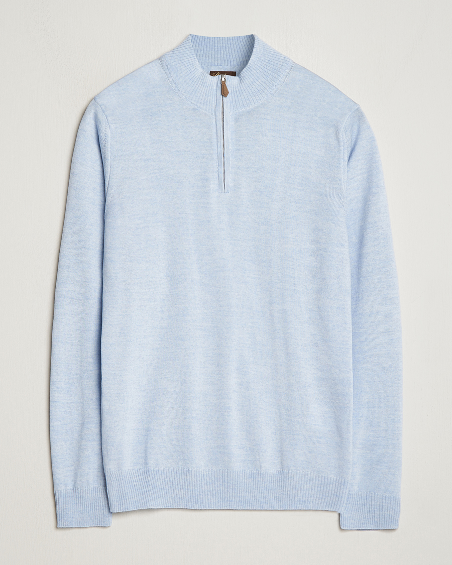 Herr | Tröjor | Stenströms | Merino Half Zip Light Blue