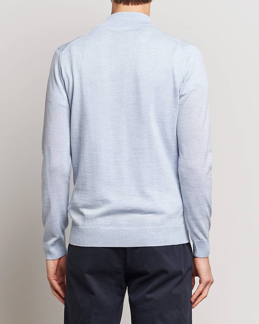 Herr | Tröjor | Stenströms | Merino Half Zip Light Blue