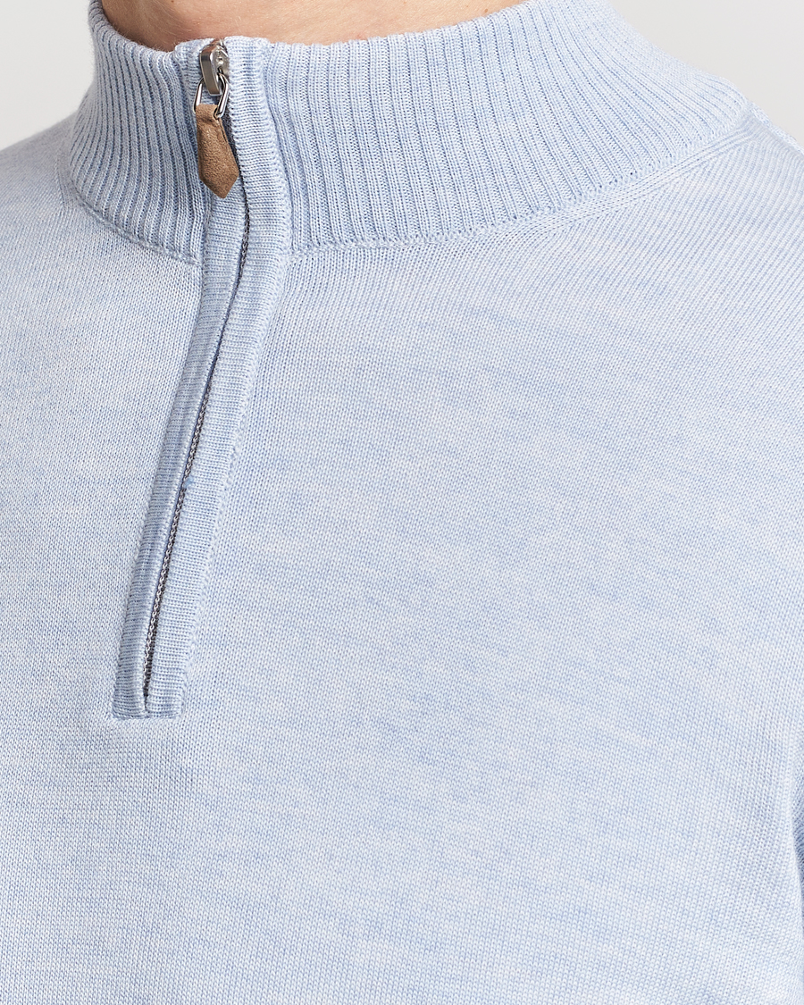 Herr | Tröjor | Stenströms | Merino Half Zip Light Blue