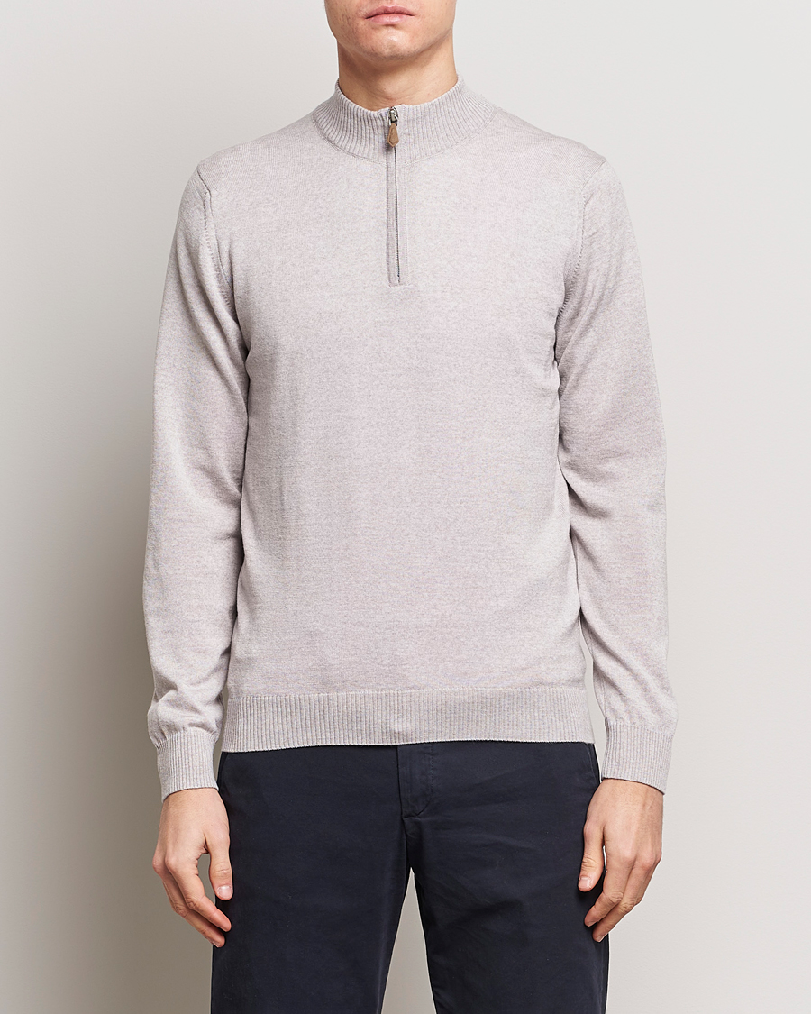 Herr | Half-zip | Stenströms | Merino Wool Half Zip Beige