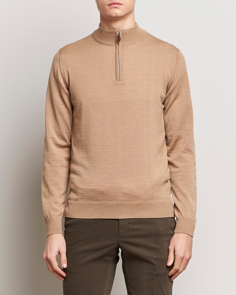 Herre |  | Stenströms | Merino Wool Half Zip Sand