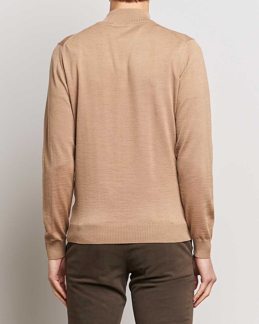 Herr | Tröjor | Stenströms | Merino Wool Half Zip Sand