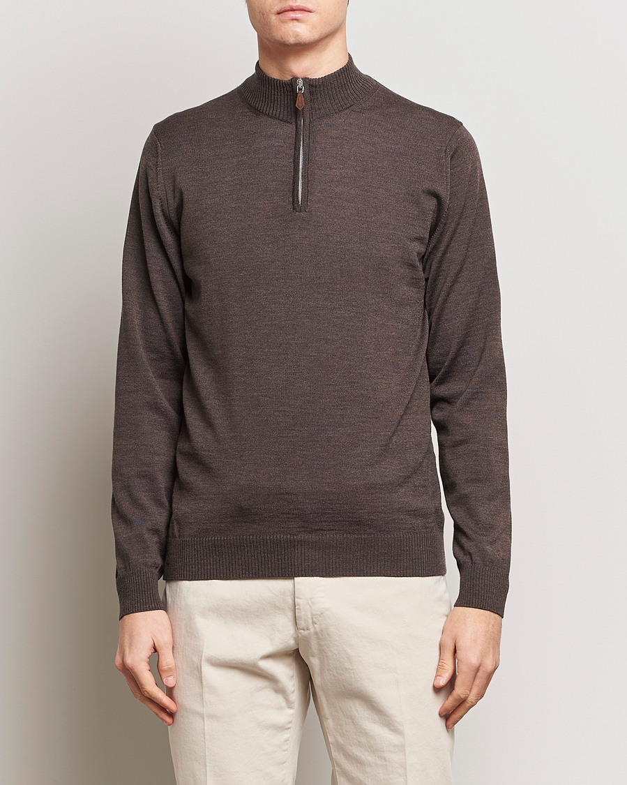 Herr |  | Stenströms | Merino Half Zip Dark Brown