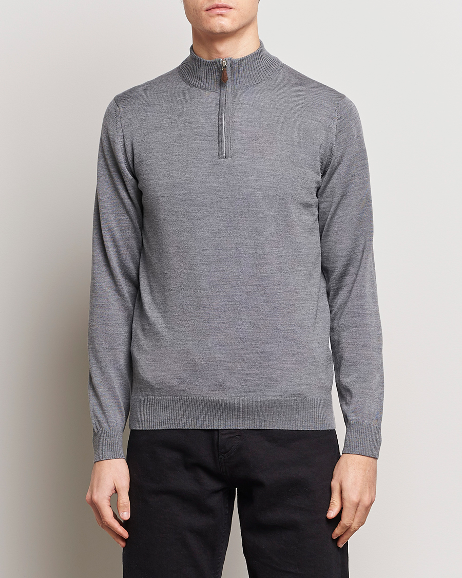 Herr | Half-zip | Stenströms | Merino Wool Half Zip Mid Grey