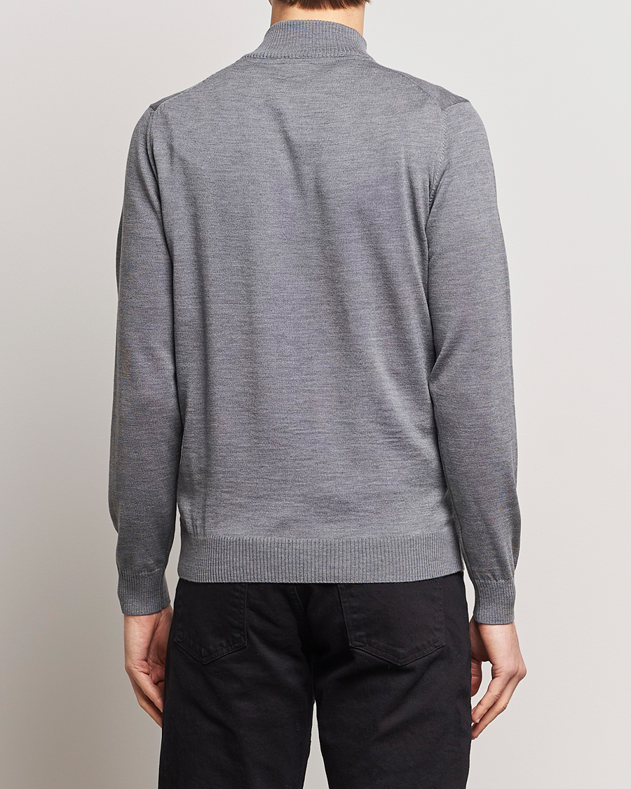Herr | Tröjor | Stenströms | Merino Wool Half Zip Mid Grey