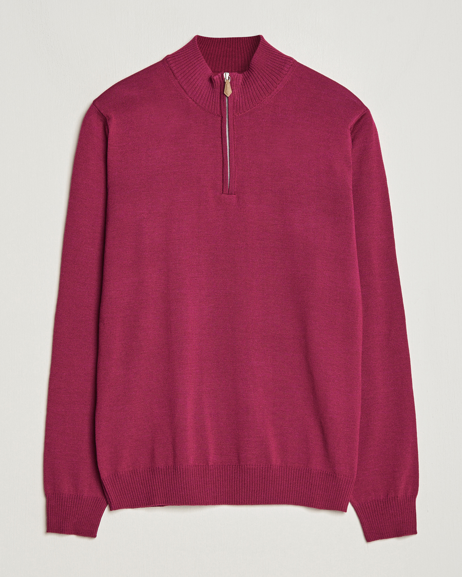 Herr | Tröjor | Stenströms | Merino Wool Half Zip Wine