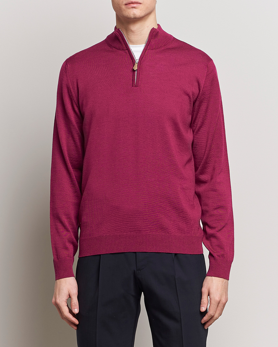 Herr | Stenströms | Stenströms | Merino Wool Half Zip Wine