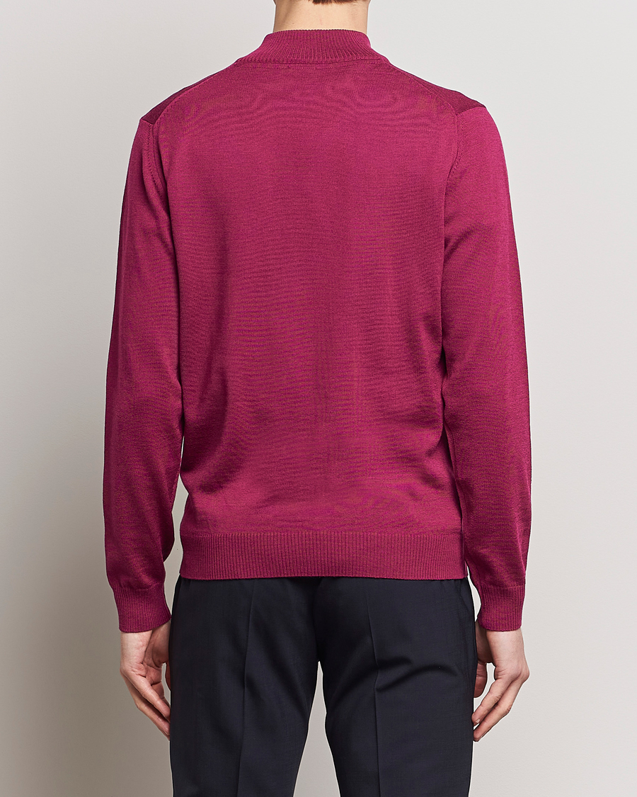 Herr | Tröjor | Stenströms | Merino Wool Half Zip Wine