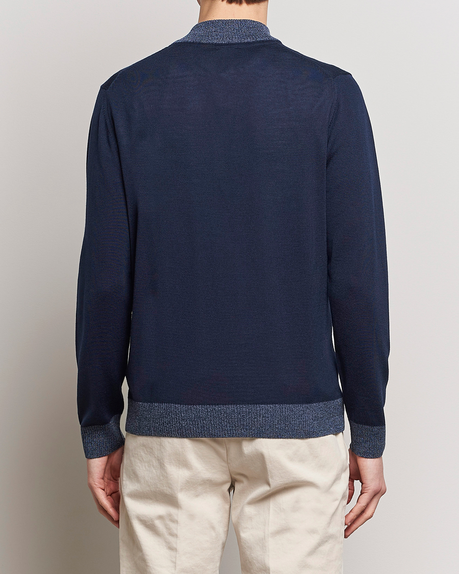 Herr | Tröjor | Stenströms | Merino Contrast Half Zip Navy
