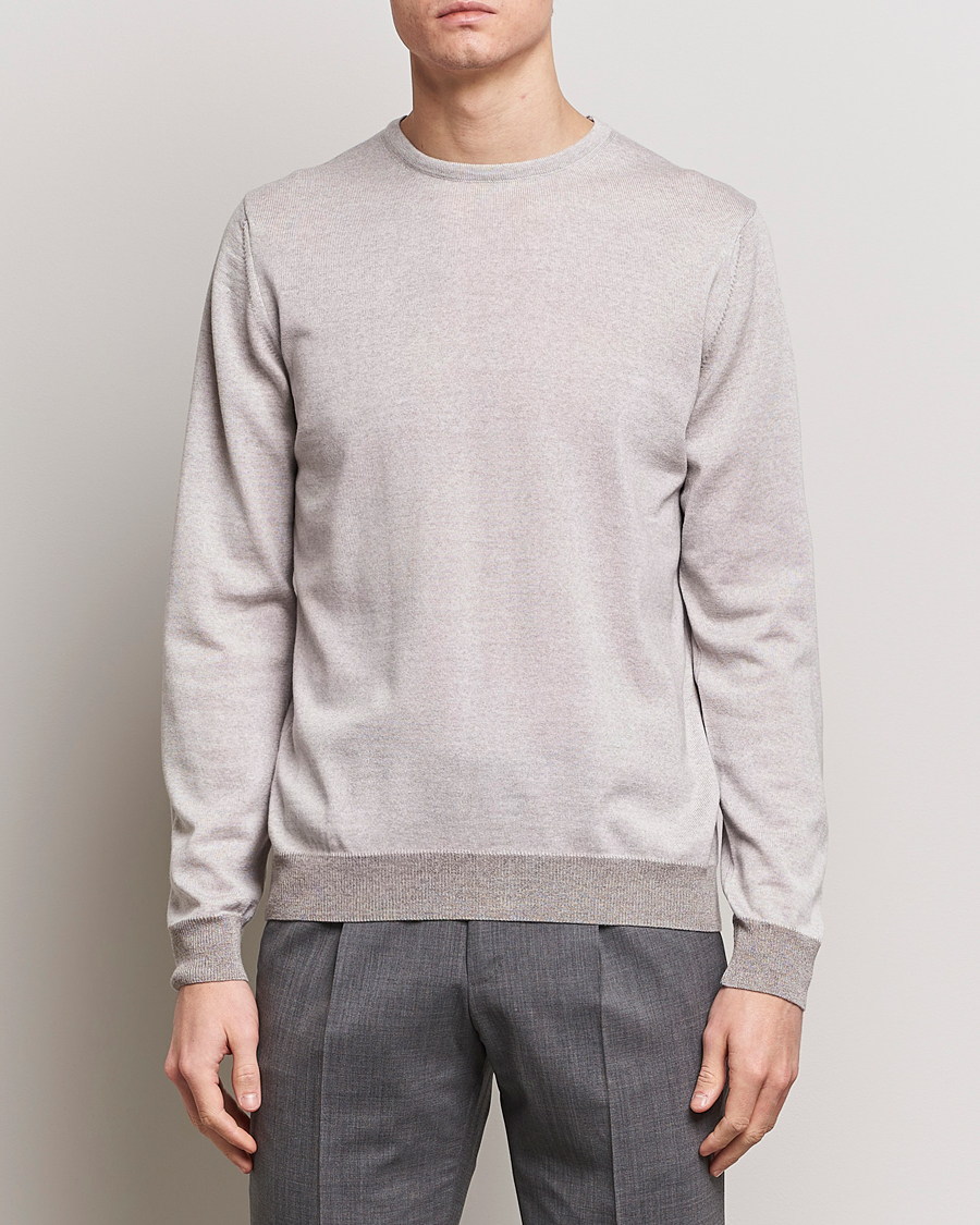 Herr | Rea kläder | Stenströms | Merino Contrast Crew Neck Beige