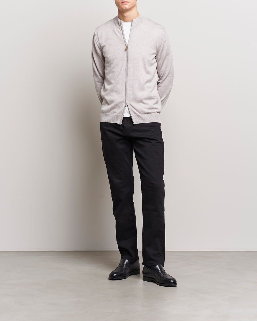 Herr | Tröjor | Stenströms | Merino Wool Full Zip Beige