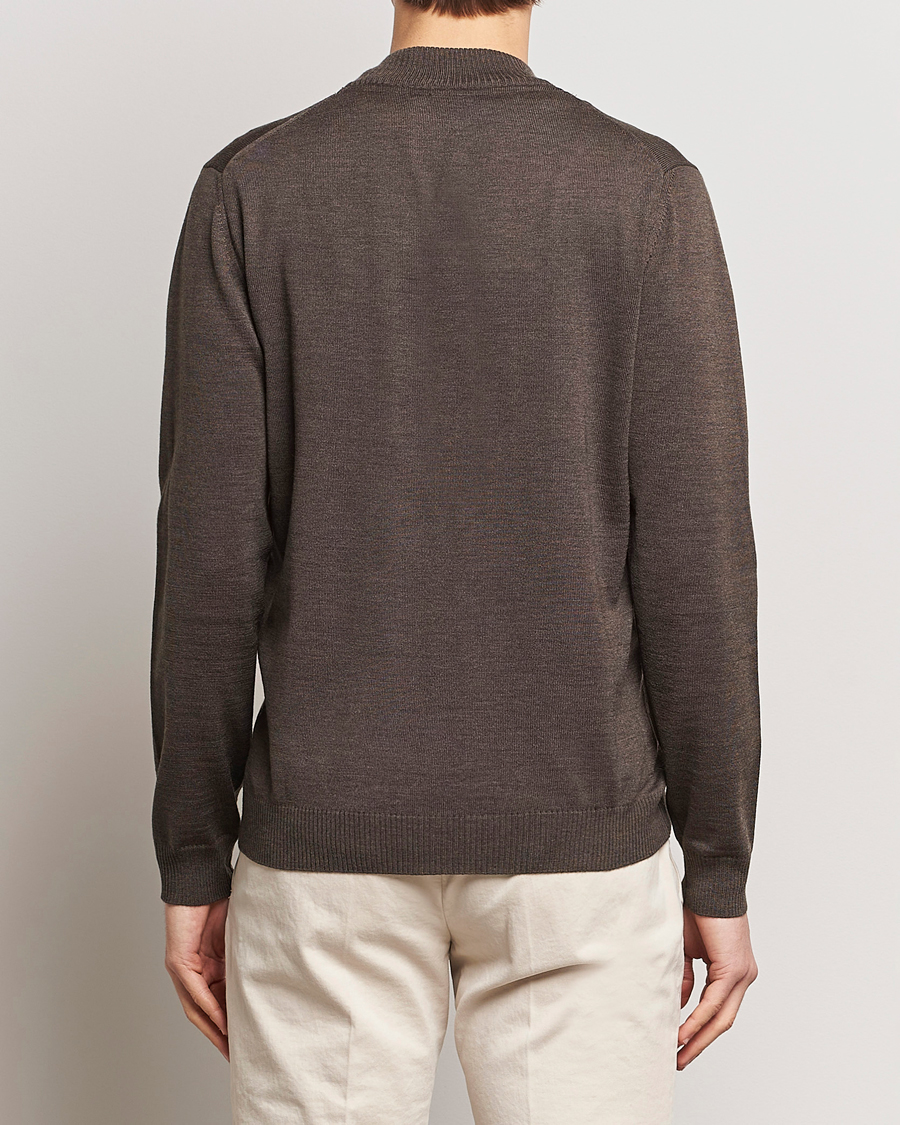 Herr | Tröjor | Stenströms | Merino Wool Full Zip Brown