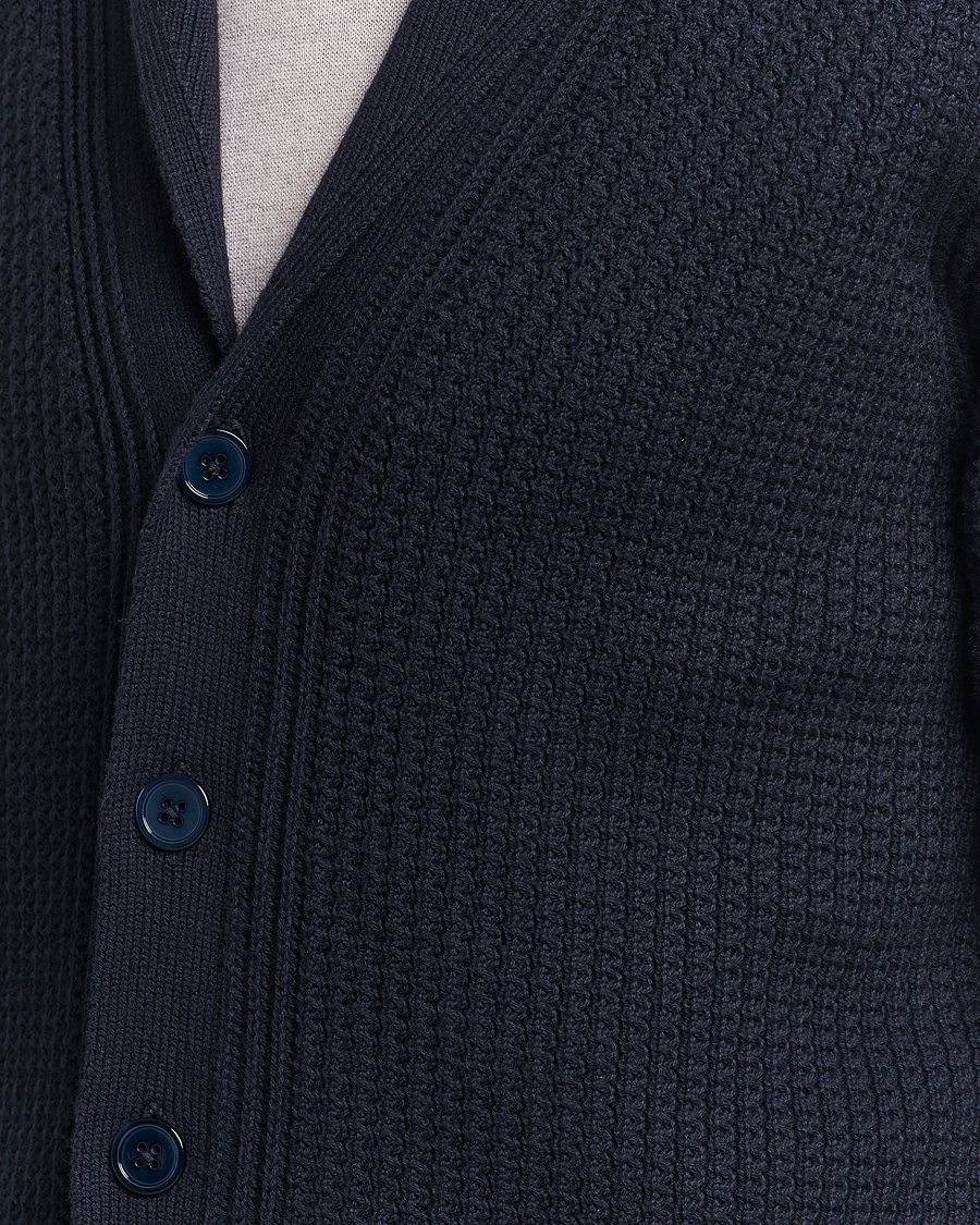 Herr | Tröjor | Stenströms | Cotton/Cashmere Shawl Cardigan Navy