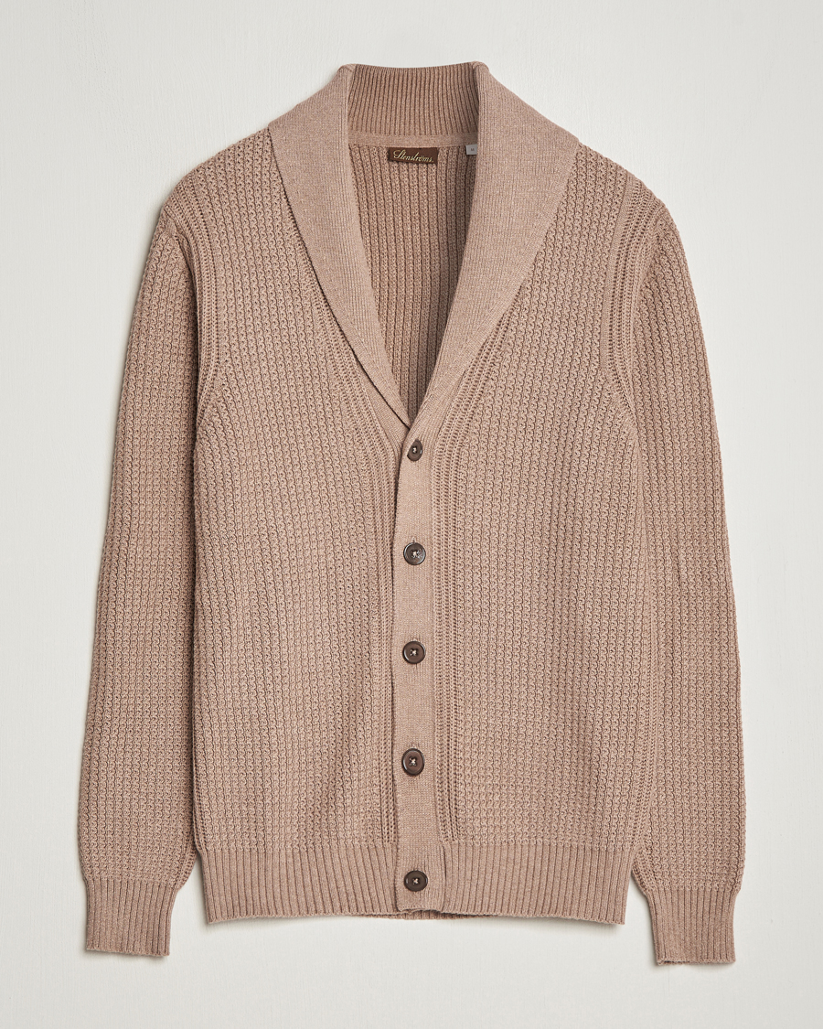 Herr | Tröjor | Stenströms | Cotton/Cashmere Shawl Cardigan Brown