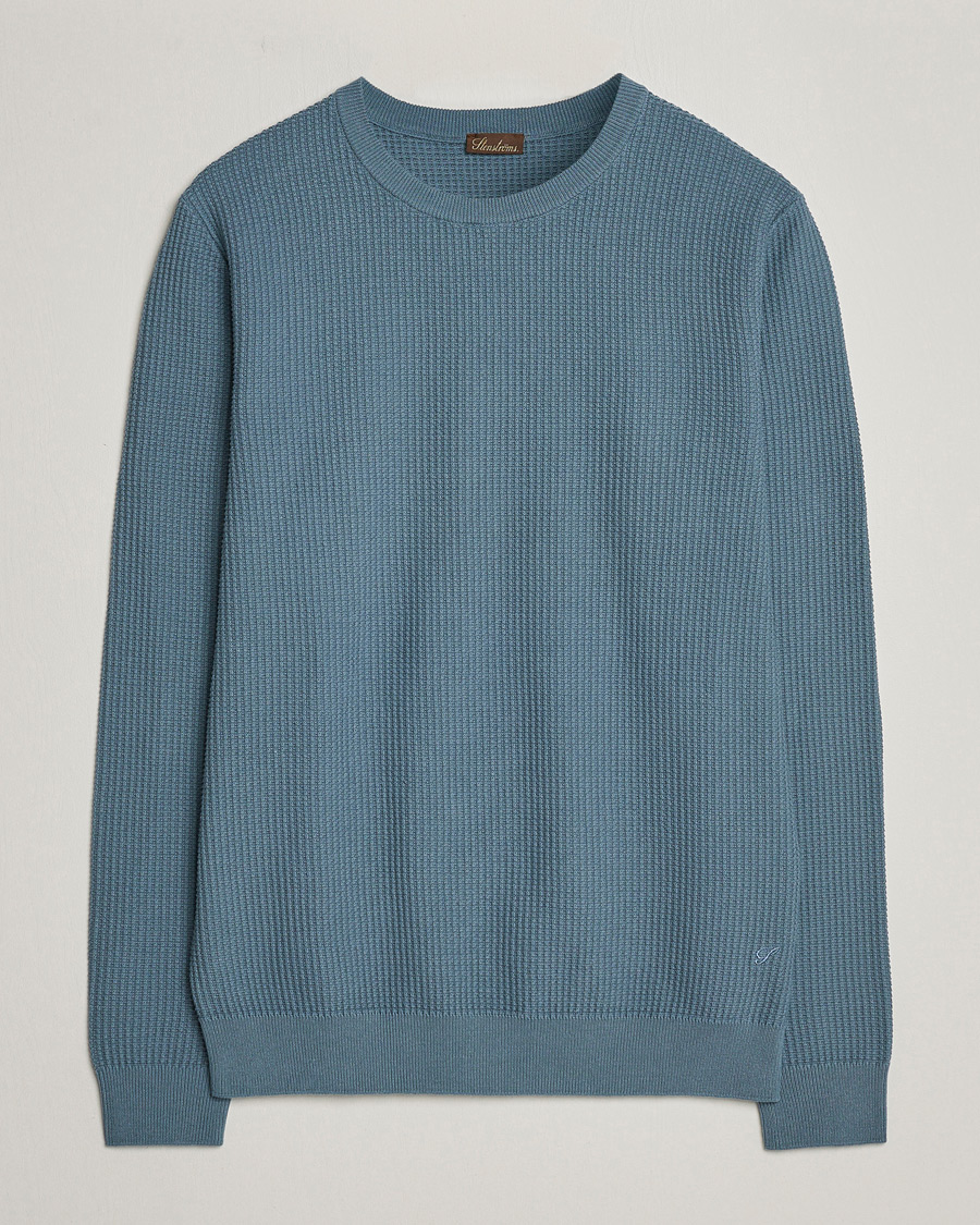 Herr | Tröjor | Stenströms | Organic Cotton Crew Neck Mid Blue
