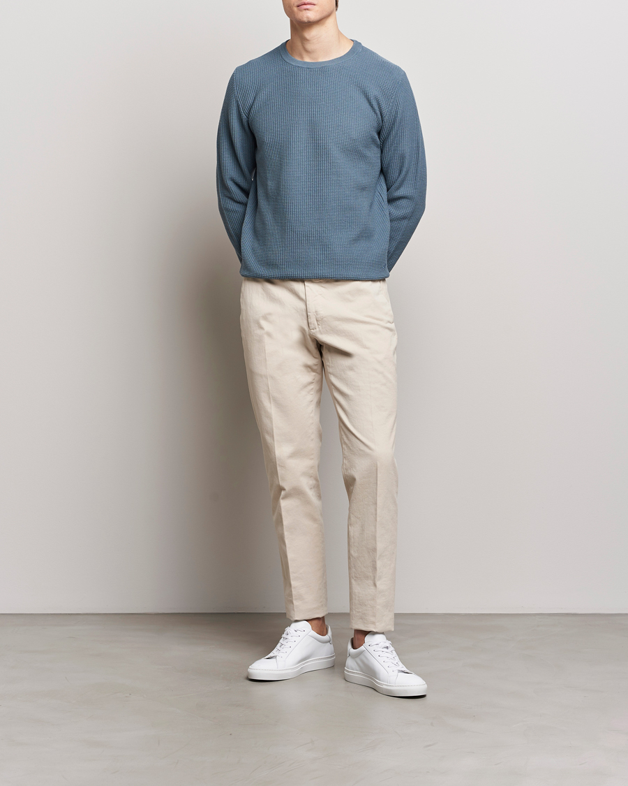 Herr | Tröjor | Stenströms | Organic Cotton Crew Neck Mid Blue