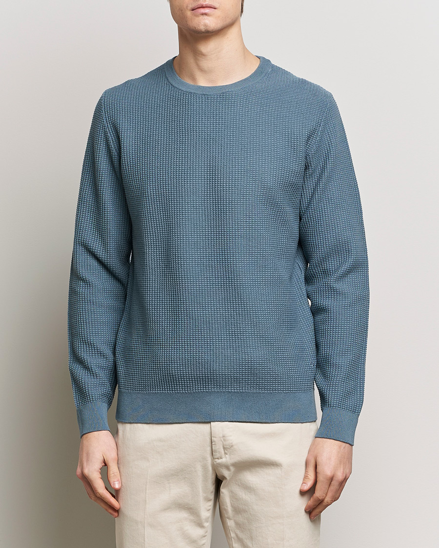 Herr | Kläder | Stenströms | Organic Cotton Crew Neck Mid Blue