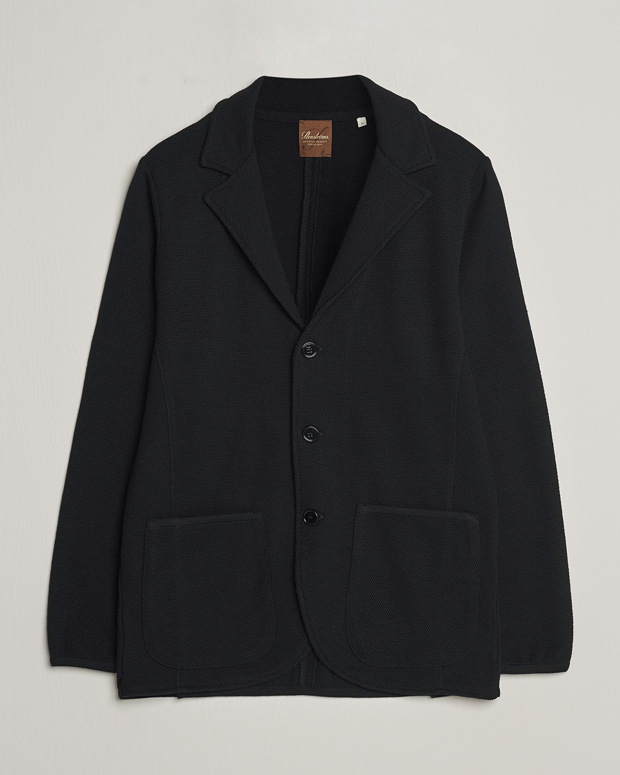Herr | Kavajer | Stenströms | Merino Wool Texture Knitted Blazer Black