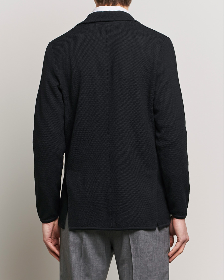 Herr | Kavajer | Stenströms | Merino Wool Texture Knitted Blazer Black