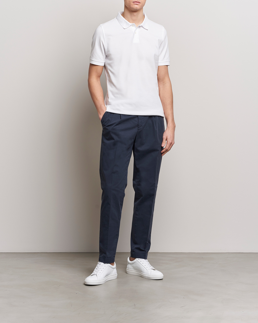 Herr | Pikéer | Stenströms | Organic Cotton Piquet Polo Shirt White
