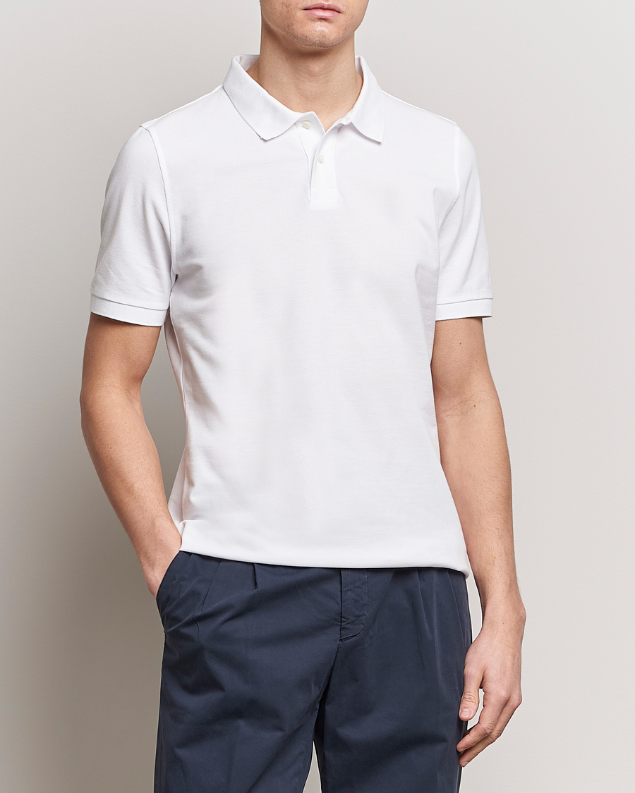 Herr | Business & Beyond | Stenströms | Organic Cotton Piquet Polo Shirt White