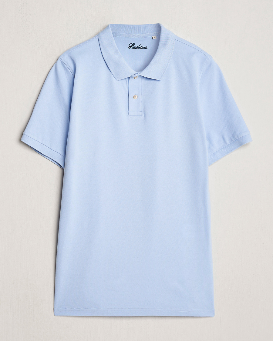 Herr | Pikéer | Stenströms | Organic Cotton Piquet Polo Shirt Light Blue