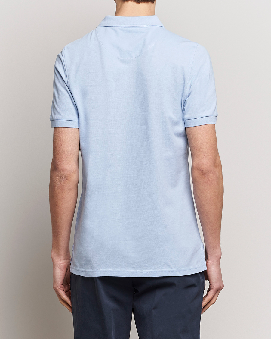 Herr | Pikéer | Stenströms | Organic Cotton Piquet Polo Shirt Light Blue