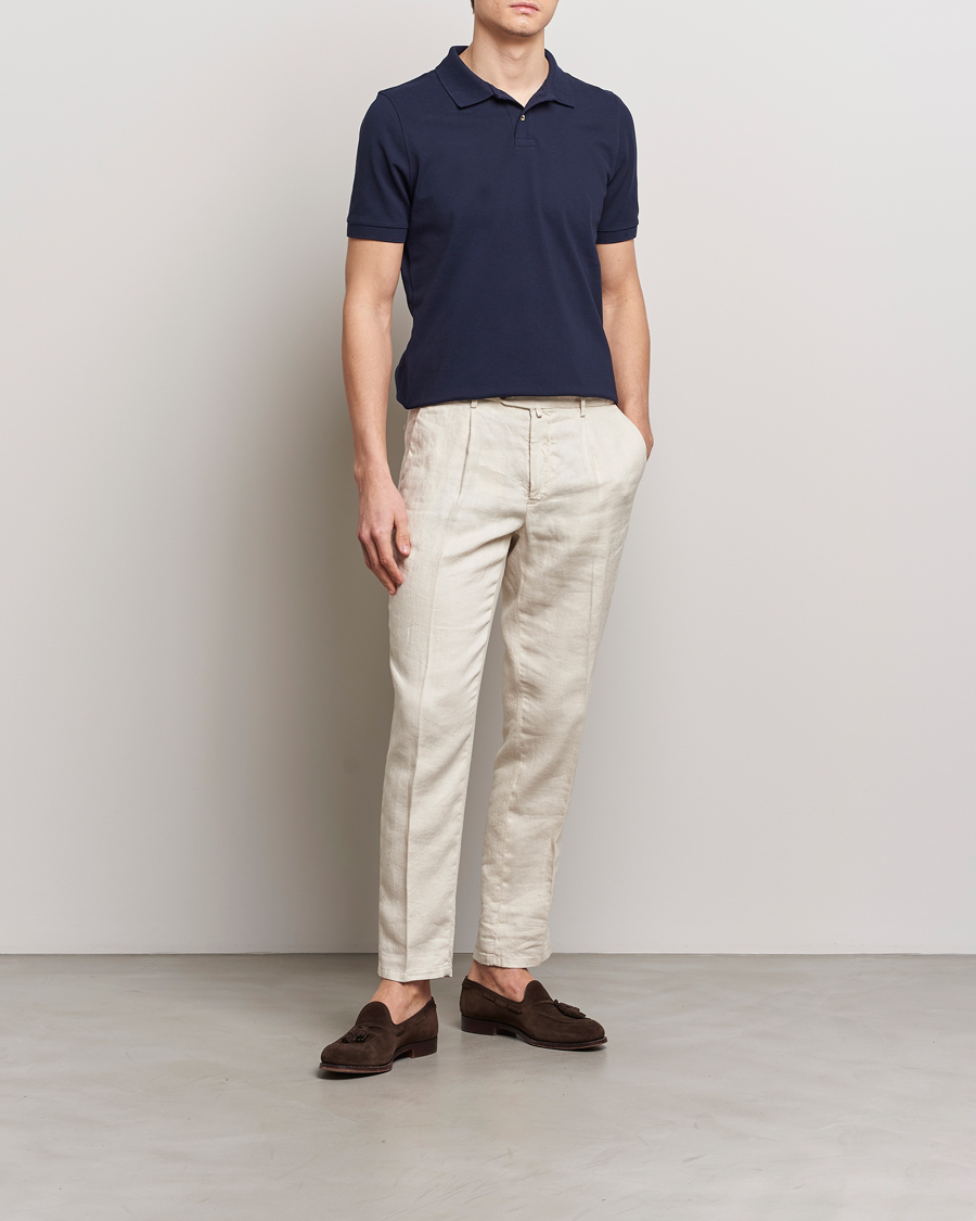 Herr | Pikéer | Stenströms | Organic Cotton Piquet Polo Shirt Navy