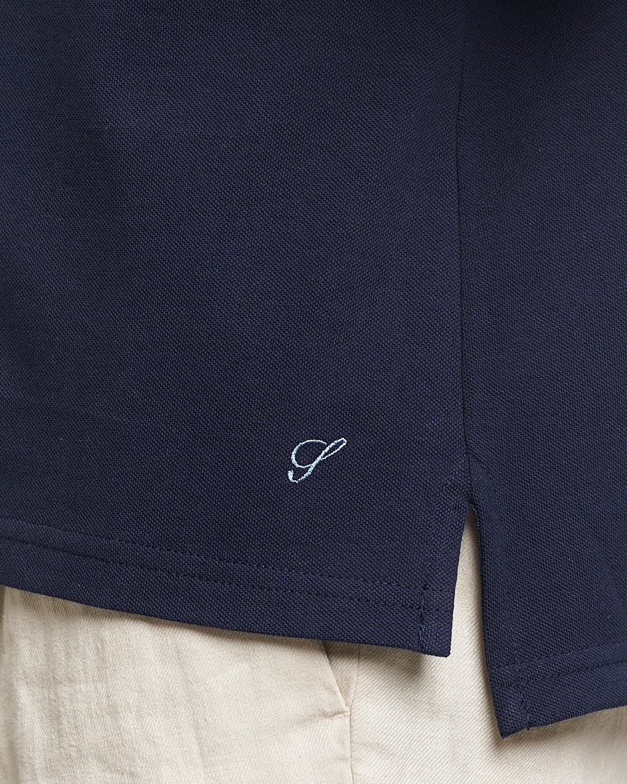 Herr | Pikéer | Stenströms | Organic Cotton Piquet Polo Shirt Navy