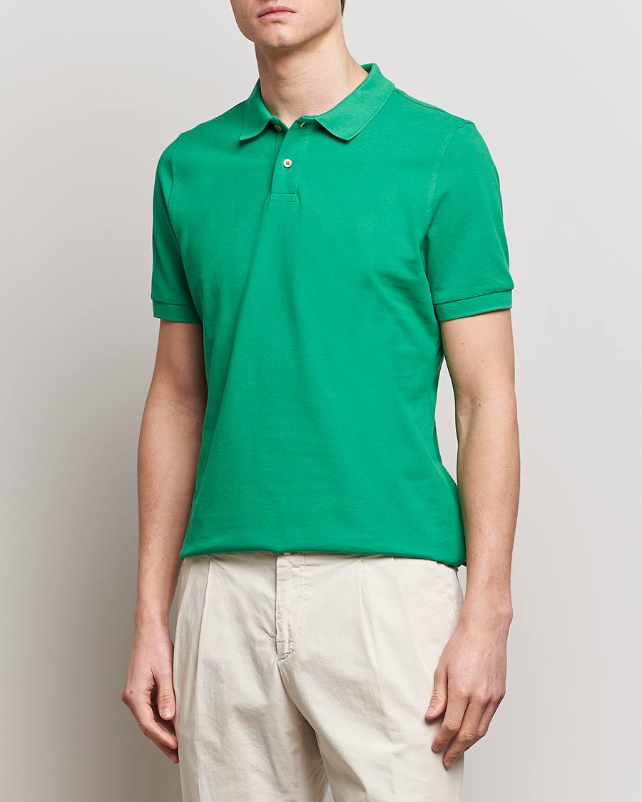 Herr | Kortärmade pikéer | Stenströms | Organic Cotton Piquet Polo Shirt Green