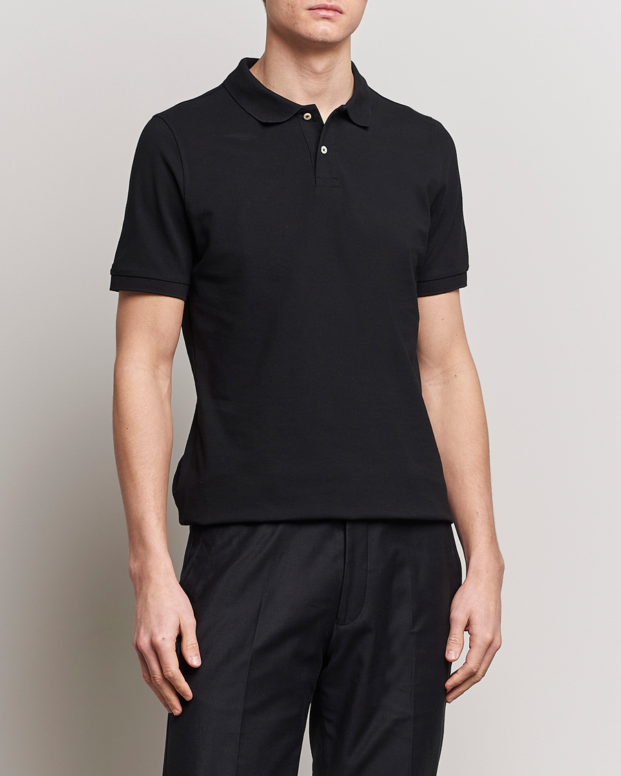 Herr | Business & Beyond | Stenströms | Organic Cotton Piquet Polo Shirt Black