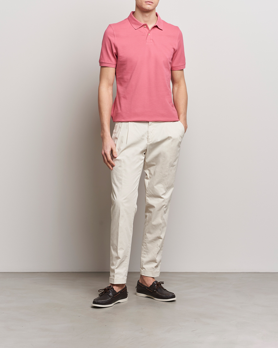 Herr | Pikéer | Stenströms | Organic Cotton Piquet Polo Shirt Rasperry
