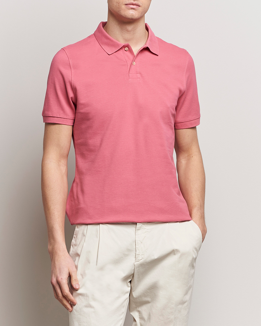 Herr | Kortärmade pikéer | Stenströms | Organic Cotton Piquet Polo Shirt Rasperry