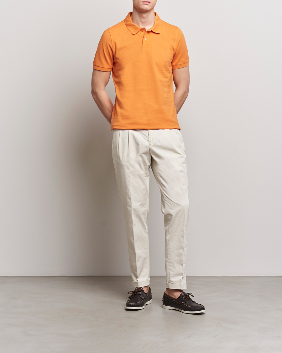 Herr | Pikéer | Stenströms | Organic Cotton Piquet Polo Shirt Orange