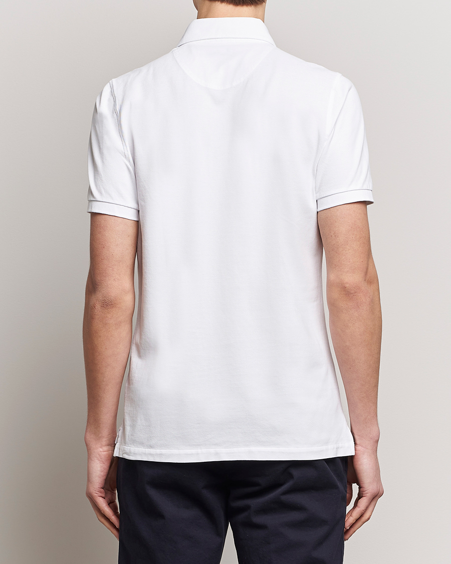 Herr | Pikéer | Stenströms | Cotton Pique Contrast Polo Shirt White