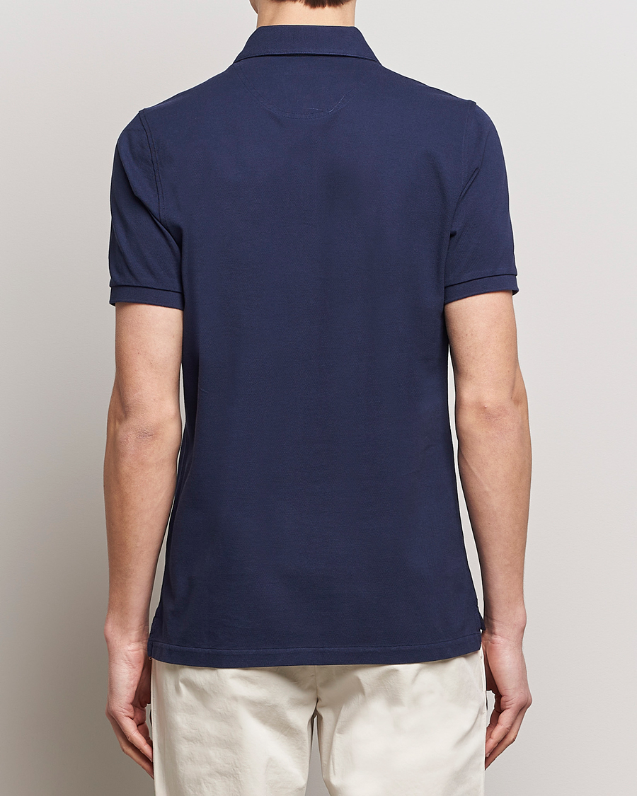 Herr | Pikéer | Stenströms | Cotton Pique Contrast Polo Shirt Navy