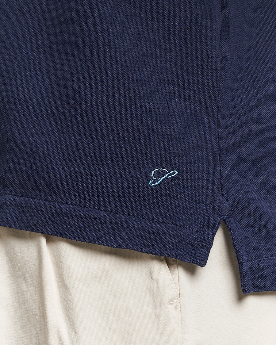 Herr | Pikéer | Stenströms | Cotton Pique Contrast Polo Shirt Navy